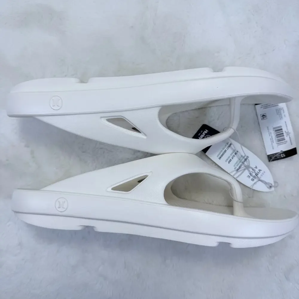 Hurley Injection Flip Flops Mens Size 13 Cream Beach Sandals NEW